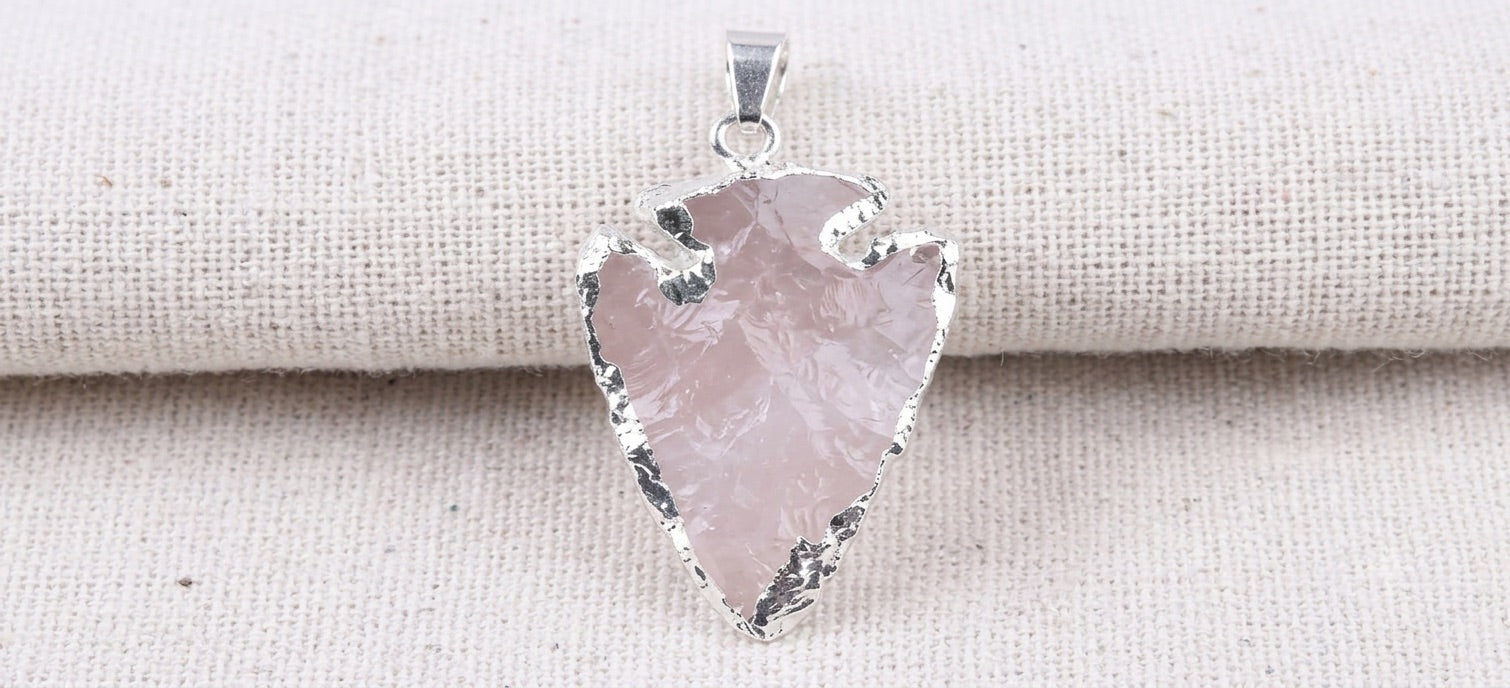 Rose Quartz Arrowhead Pendant