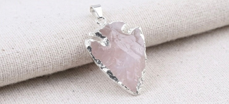 Rose Quartz Arrowhead Pendant