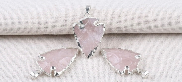Rose Quartz Arrowhead Pendant