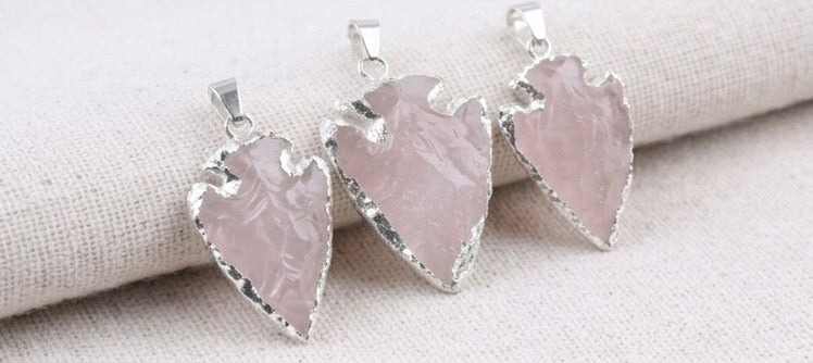 Rose Quartz Arrowhead Pendant